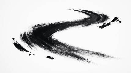 Wall Mural - A thin black ink brush stroke path on a white background