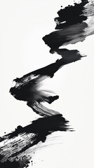 Wall Mural - A thin black ink brush stroke path on a white background