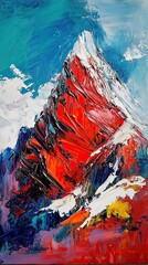 Wall Mural - Abstract Mountain Peak Painted in Vivid Hues