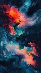 Wall Mural - abstract swirling colors paint a vibrant cosmic scene