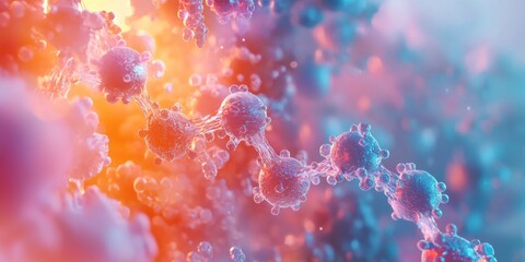 Poster - dna cells in a vibrant medical illustration science lab digital artwork abstract environment