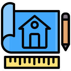 Poster - Blueprint Outline Color Icon
