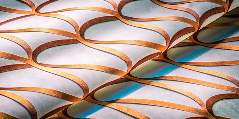 Poster - A patterned fabric with a gold and white design