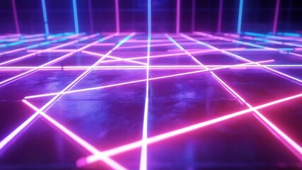 Poster - Dynamic neon grid pulsating in futuristic bright colors and abstract patterns