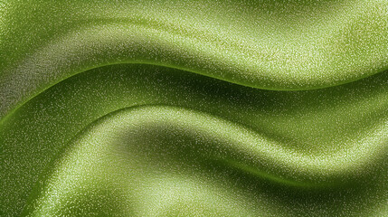 Poster - Flowing green fabric displaying texture and shimmer studio location textile photography indoor environment close-up view aesthetic appeal