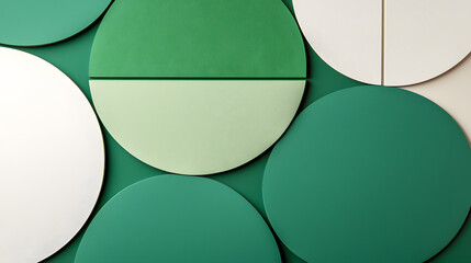 Poster - Modern abstract green circle patterns interior design digital art minimalistic environment top-down view creative aesthetics