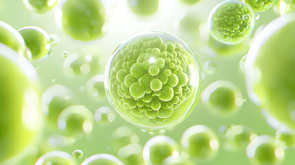 Poster - Microbial life exploration laboratory environment scientific visualization green cellular structures close-up viewpoint biology concepts