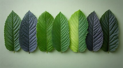 Poster - Eight leaves arranged in a gradient of green hues