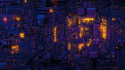 Poster - Abstract Circuit Board Glow: Technological Marvel