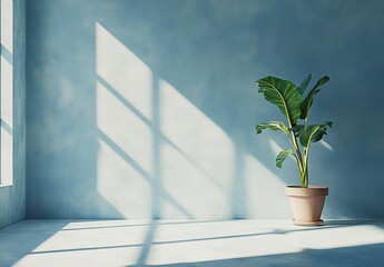 Poster - Sunlit room interior with potted plant.