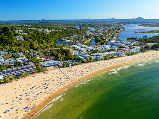 Wall Mural - Aerial view of Noosa Main Beach in Queensland, Australia