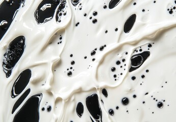 Poster - Abstract monochrome paint swirls with black and white blobs.