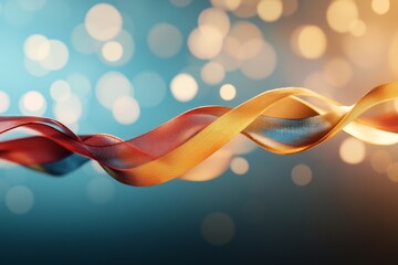 Poster - Colorful ribbon twists through soft bokeh lights creating a dreamy and festive atmosphere during a celebration