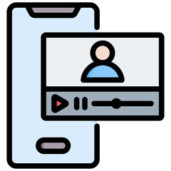 Poster - Video Lectures Outline Color Icon