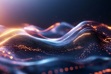 Poster - Vibrant digital waves create a captivating visual experience in a dark environment