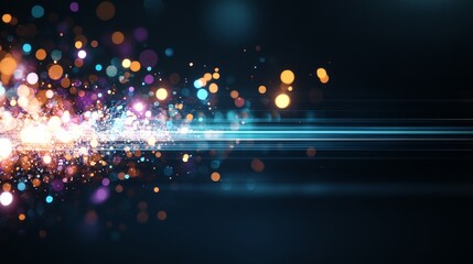 Poster - Vibrant light patterns create dynamic energy in a colorful burst against a dark backdrop