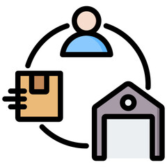 Poster - Supply Chain Outline Color Icon