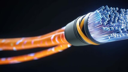 Aufkleber - Illuminated fiber optic cables transmitting data with futuristic glow
