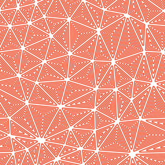Poster - Triangular pattern background with multiple repeated inner triangles. Medium triangle size in a solid color style. Seamless pattern with vibrant vector tiles. Stylish vector illustration.