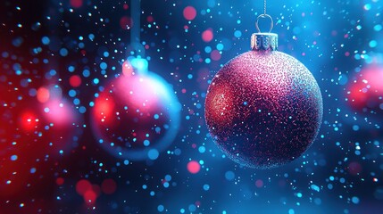 Aufkleber - Festive Sparkling Christmas Ornaments with Blue and Red Lights