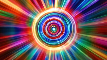 Poster - Vibrant Abstract Concentric Circles of Colors with Radial Blurring Effects in Digital Art