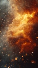 Poster - Fiery Nebula with Glowing Embers and Cosmic Dust: An Abstract Space Image