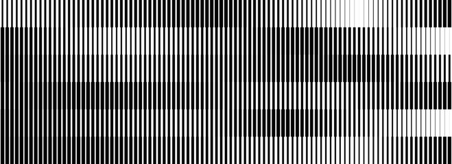 Poster - Black and white striped halftone gradient. Fading line gradation background. Repeating linear pattern backdrop. Parallel lines wallpaper for overlay, print, cover. Vector Doppler effect strip concept