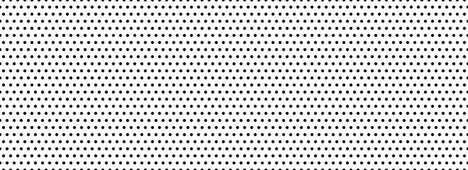 Poster - Seamless polka dot pattern. Black and white dotted repeated texture. Repeating endless dotted texture. All over halftone wallpaper. Regular grid background. Vector swatch template for textile, fabric