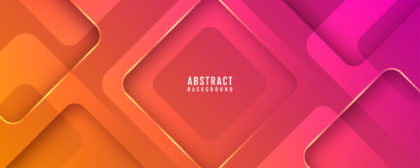 Poster - 3D colorful luxury abstract background overlap layer on bright space with golden lines squares decoration. Modern graphic design element cutout style concept for web, flyer, card, or brochure cover