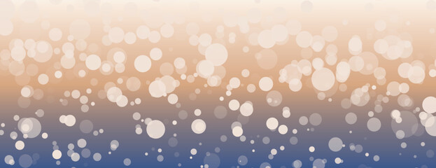 A bokeh background with a gradient from beige to blue. The background features soft, circular light spots. Beige and blue background. Dreamy bokeh light background vector