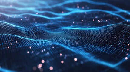Poster - Abstract Digital Wave: Blue Data Stream Visualization