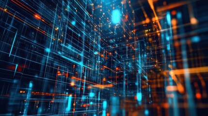 Poster - Abstract Digital Network: A Visual Representation of Data Flow and Connectivity