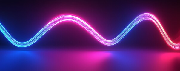 Wall Mural - wavy line abstract background with glowing pink, blue, and red neon light in the ultraviolet spectru
