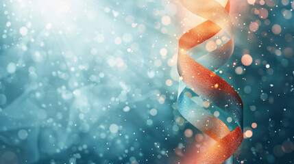 Poster - vibrant dna double helix with shimmering particles and light effects, symbolizing life and genetics.