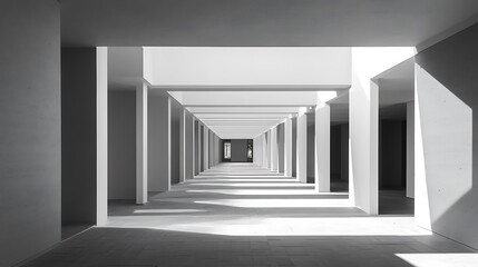 Aufkleber - Light-filled corridor with a repeating pattern of columns For emphasizes light and shadow in a minimalist design Concept.