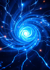 Wall Mural - A swirling blue galaxy with stars on an abstract background