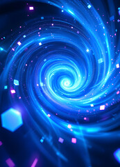 Wall Mural - A swirling blue galaxy with stars on an abstract background