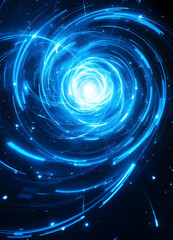 Wall Mural - A swirling blue galaxy with stars on an abstract background