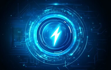 Poster - circular electric energy graphic with lightning icon and futuristic tech background
