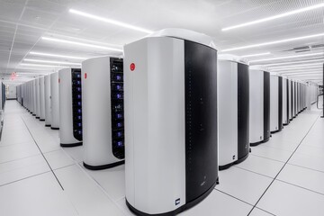 Poster - Rows of modern servers in a clean data center.