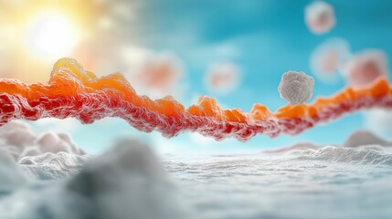 Poster - Abstract Scientific Illustration of Molecular Structures Against a Vibrant Sky Background