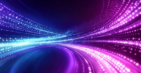 Poster - Abstract Light Trails with Blue and Pink Colors in a Dynamic Sparkling Background