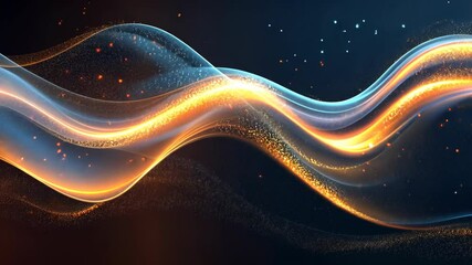 Poster - dynamic flow of glowing waves and particles in seamless abstract loop
