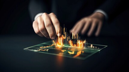 Poster - Business Person Analyzing Financial Data with Digital Chart on Table During Market Research and Investment Strategy
