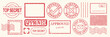© Rawpixel.com - Collection of red rubber stamps with 'Approved,' 'Rejected,' 'Top Secret,' and postal designs. Includes post office and mail-themed stamps. Red stamps, vector set.
