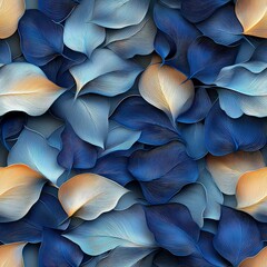 Poster - Abstract Blue and Beige Leaf Texture Background with Wave Pattern and Gentle Flowing Design Elements