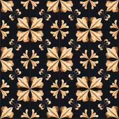 Poster - Elegant Floral Pattern on Dark Background for Interior Design, Wallpaper, and Textile Applications