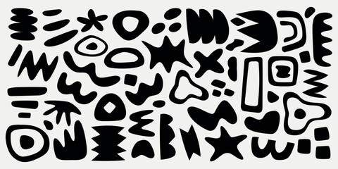 Poster - abstract shapes in black and white. various abstract forms, lines, and patterns. geometric and organ