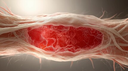 Poster - Detailed Close-Up of Biological Tissue Illustrating Human Cell Structure and Microscopic Blood Vessels