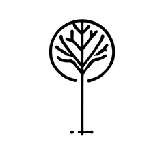 Wall Mural - Minimalist Tree Illustration: A simple, elegant line drawing of a tree, symbolizing growth, nature, and simplicity. Perfect for logos, branding, and minimalist designs.